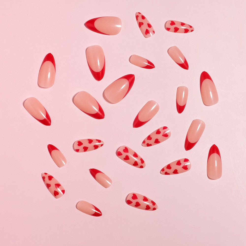 Artistic Heart-Embellished Press-On Nail Art Kalsten