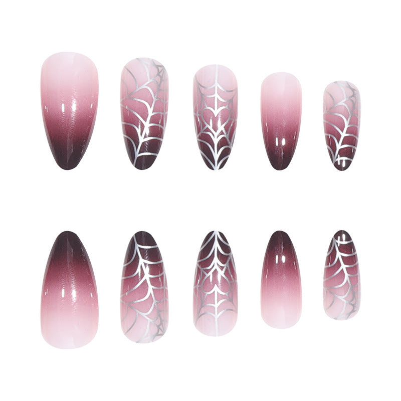 Stiletto Press-On Nails with Spider Web Design Kalsten