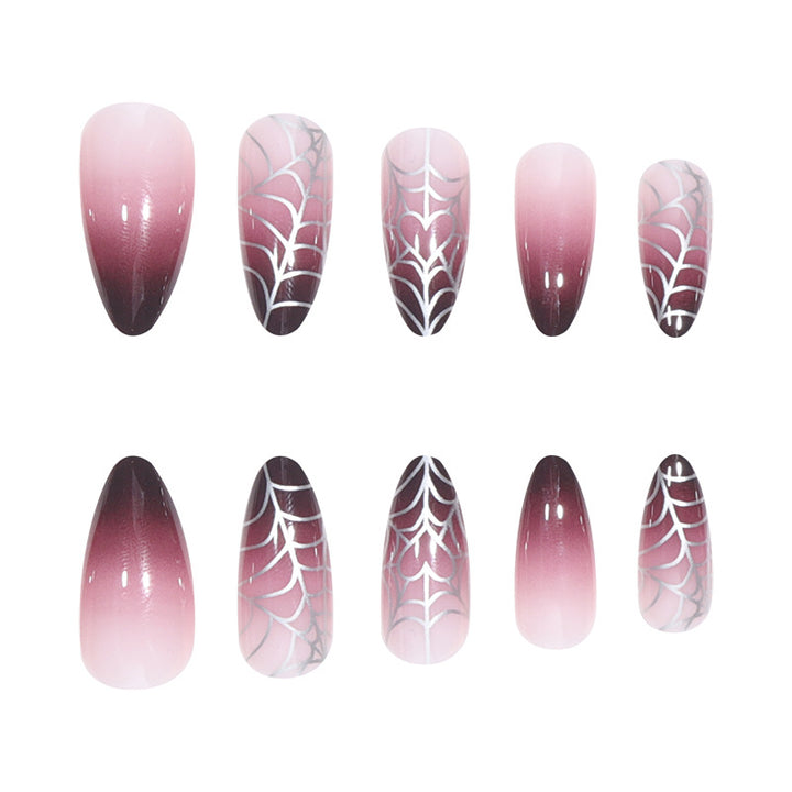 Stiletto Press-On Nails with Spider Web Design Kalsten