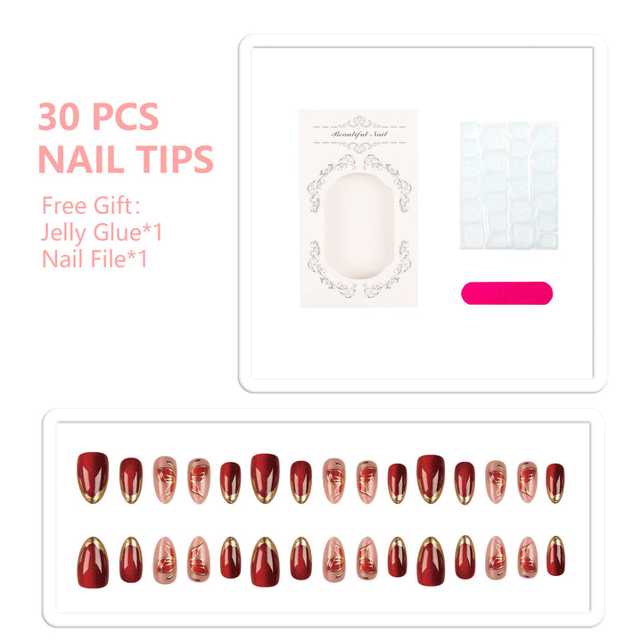 Artistic Press-On Nail Set with Floral Accents