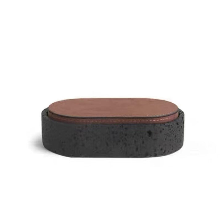 Leather and Stone Desk Organizer