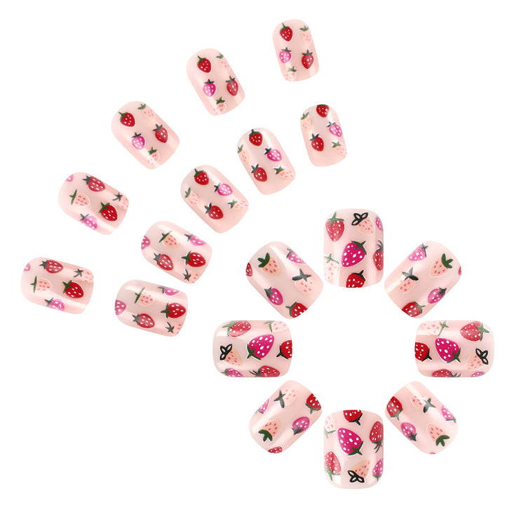Strawberry-Themed Press-On Nail Art Kalsten