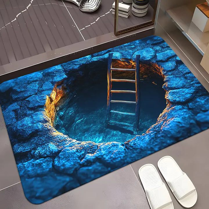 3D Brick Pattern Optical Illusion Bath Mat Kalsten