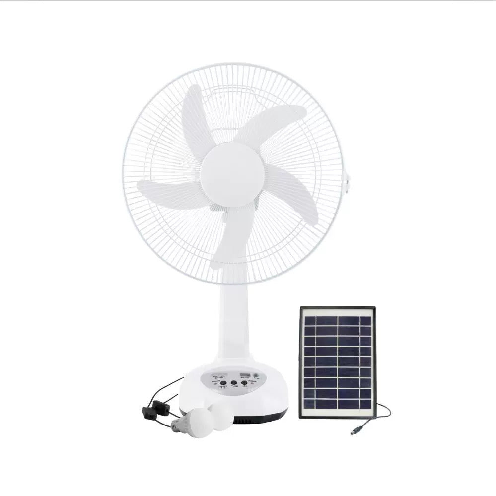 Women's solar-powered pedestal fan with integrated LED lighting and flexible control system Kalsten
