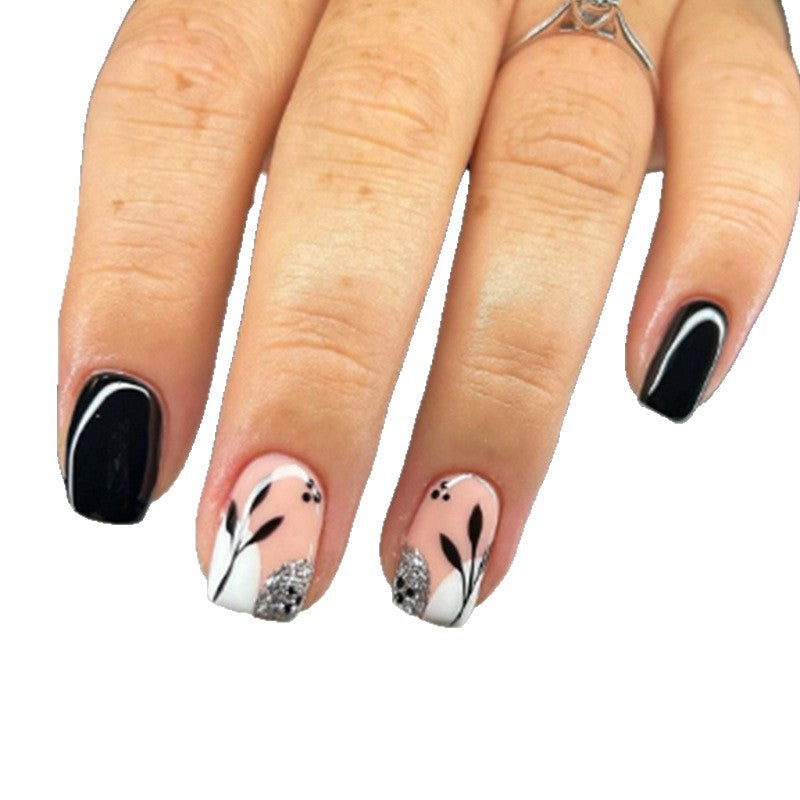 Artistic Floral and Glitter Press-On Nails Kalsten