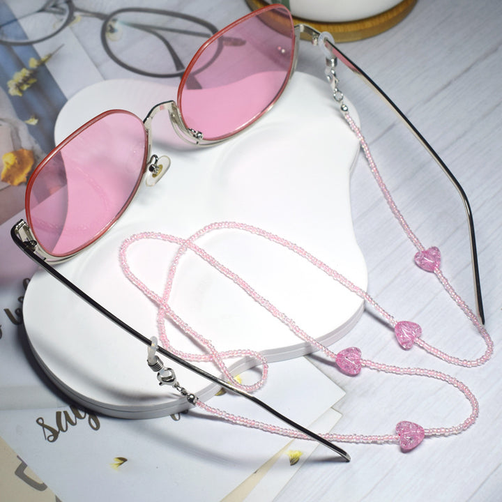 Heart-Embellished Beaded Eyewear Chain Kalsten