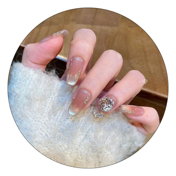 Glamorous Press-On Nail Art Set with Floral Accents
