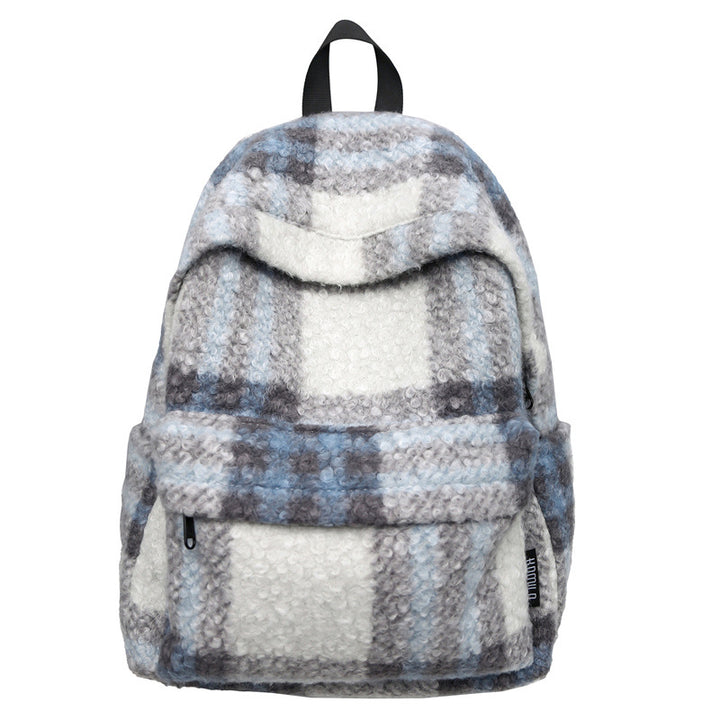 Cozy Fleece Checkered School Backpack Kalsten