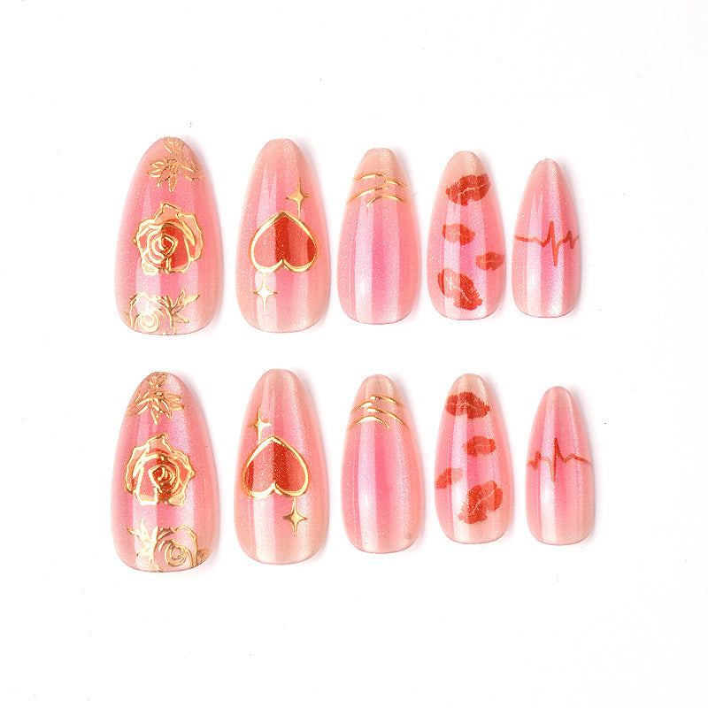 Artistic Heart and Floral Press-On Nail Set