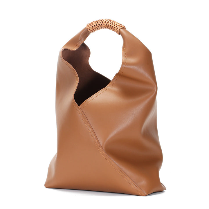Asymmetrical Slouchy Hobo Tote with Braided Top Handle