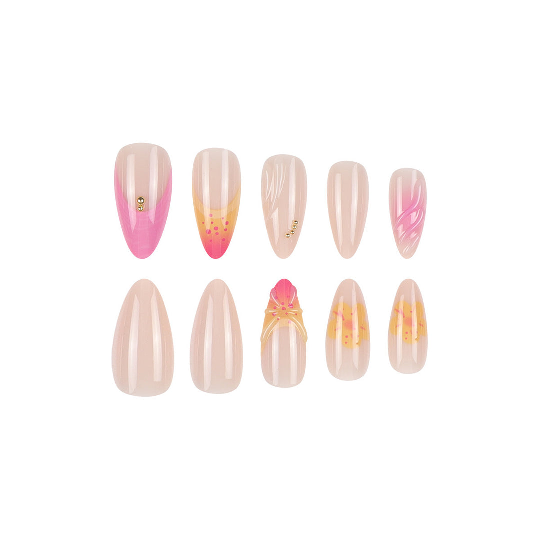 Floral Accented Stiletto Press-On Nails Kalsten