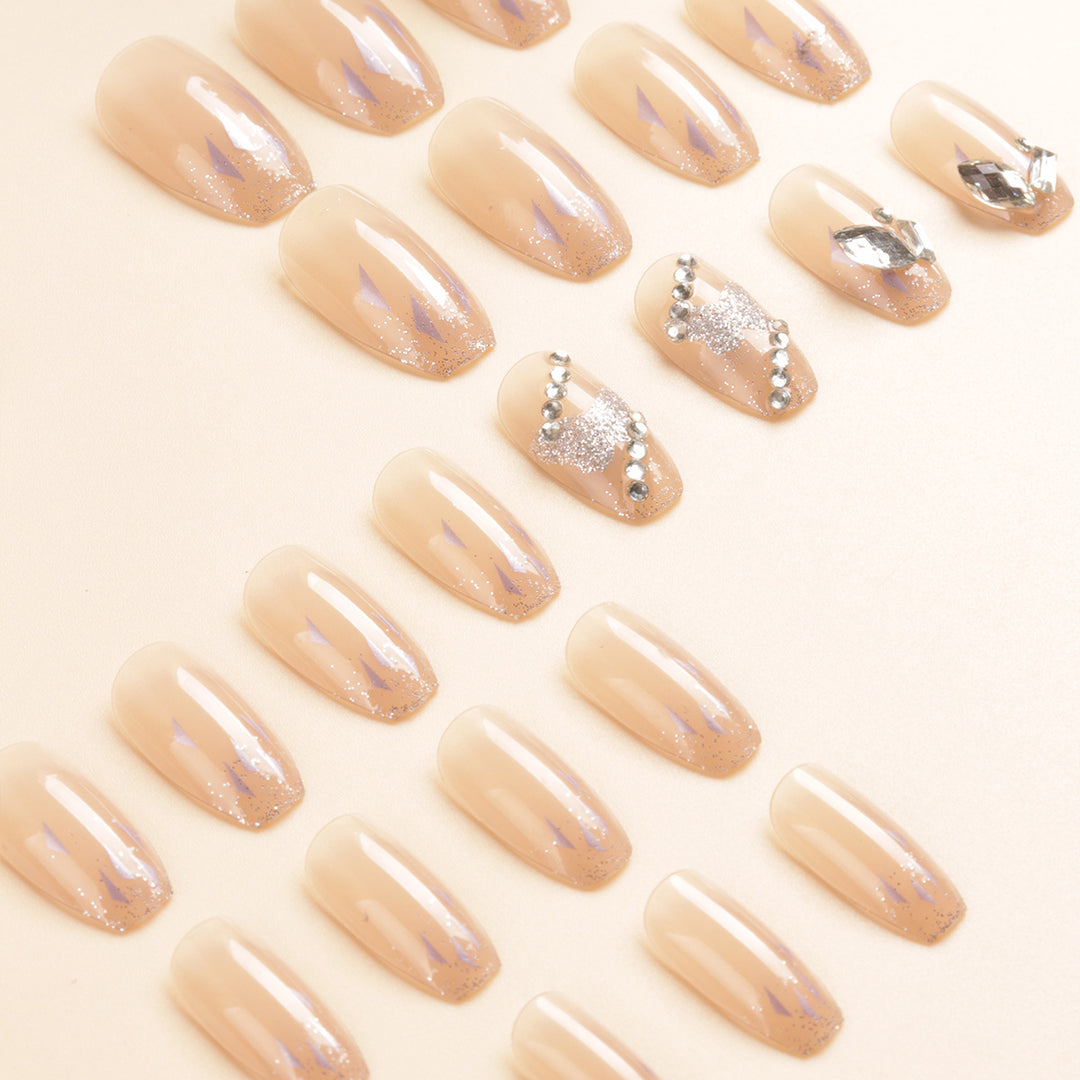 Artistic Crystal-Embellished Press-On Nail Set Kalsten