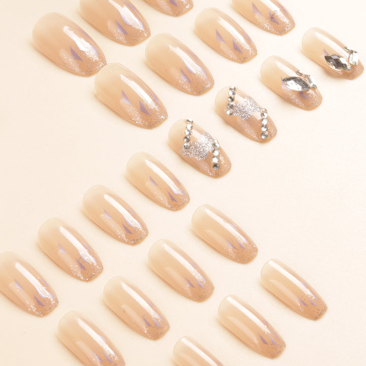 Artistic Crystal-Embellished Press-On Nail Set Kalsten