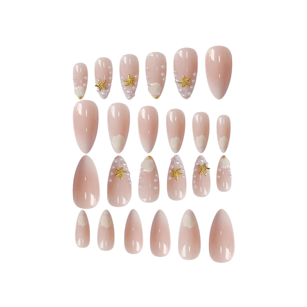 Artistic Shell-Inspired Press-On Nail Art Kalsten