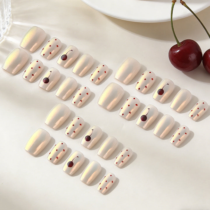 Artistic Cherry-Patterned Press-On Nail Set Kalsten