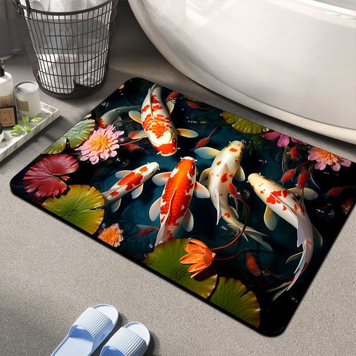 Floral Design Memory Foam Bath Mat Kalsten