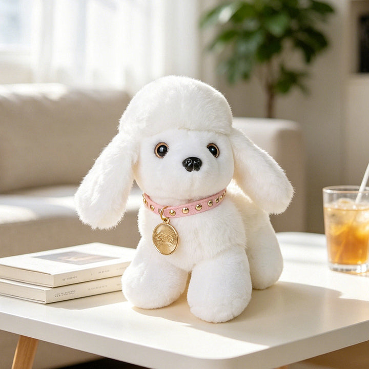 Plush Rottweiler-Style Collectible Puppy with Studded Collar and Gold Medallion Kalsten