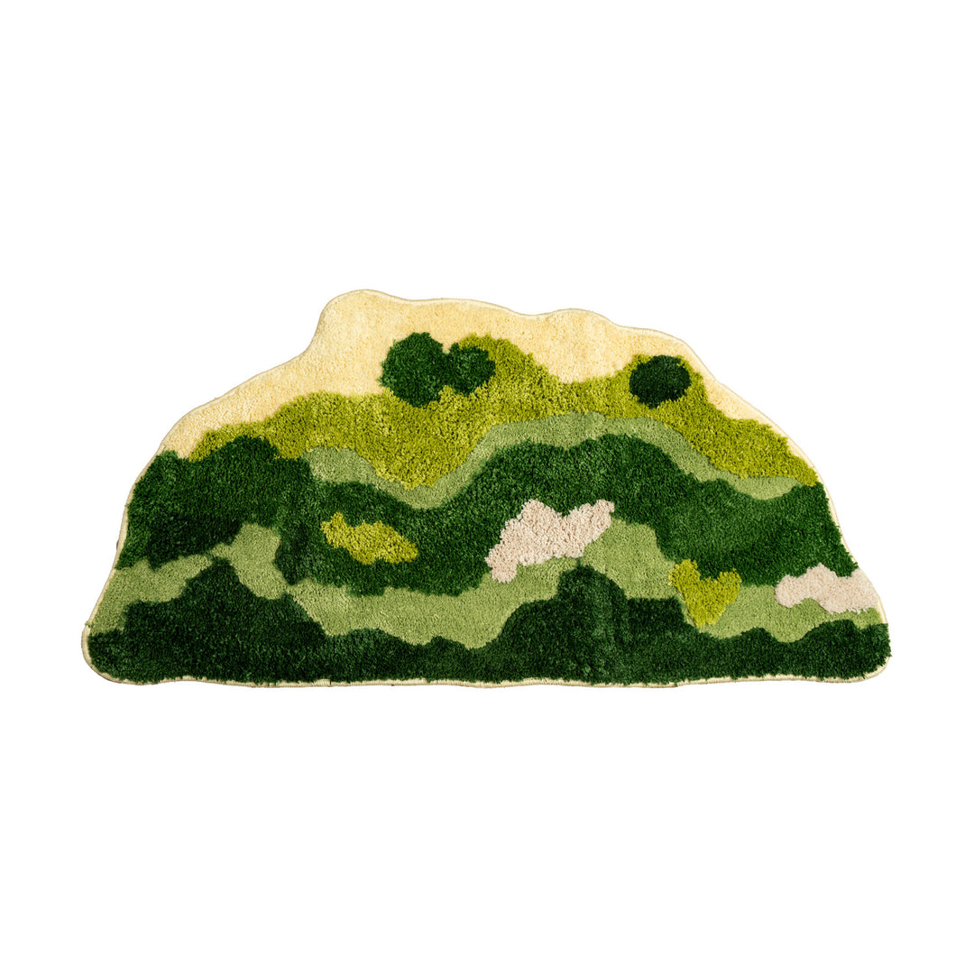 Shaped hand-tufted living room rug with moss-like structure and relief optics Kalsten