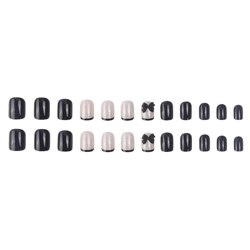 Elegant Stiletto Press-On Nail Set with Decorative Bow Accents Kalsten