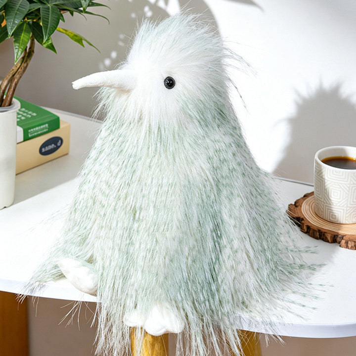 Long-Haired Faux-Fur Decorative Bird Plush Figurine with Soft Beak & Stable Base Kalsten