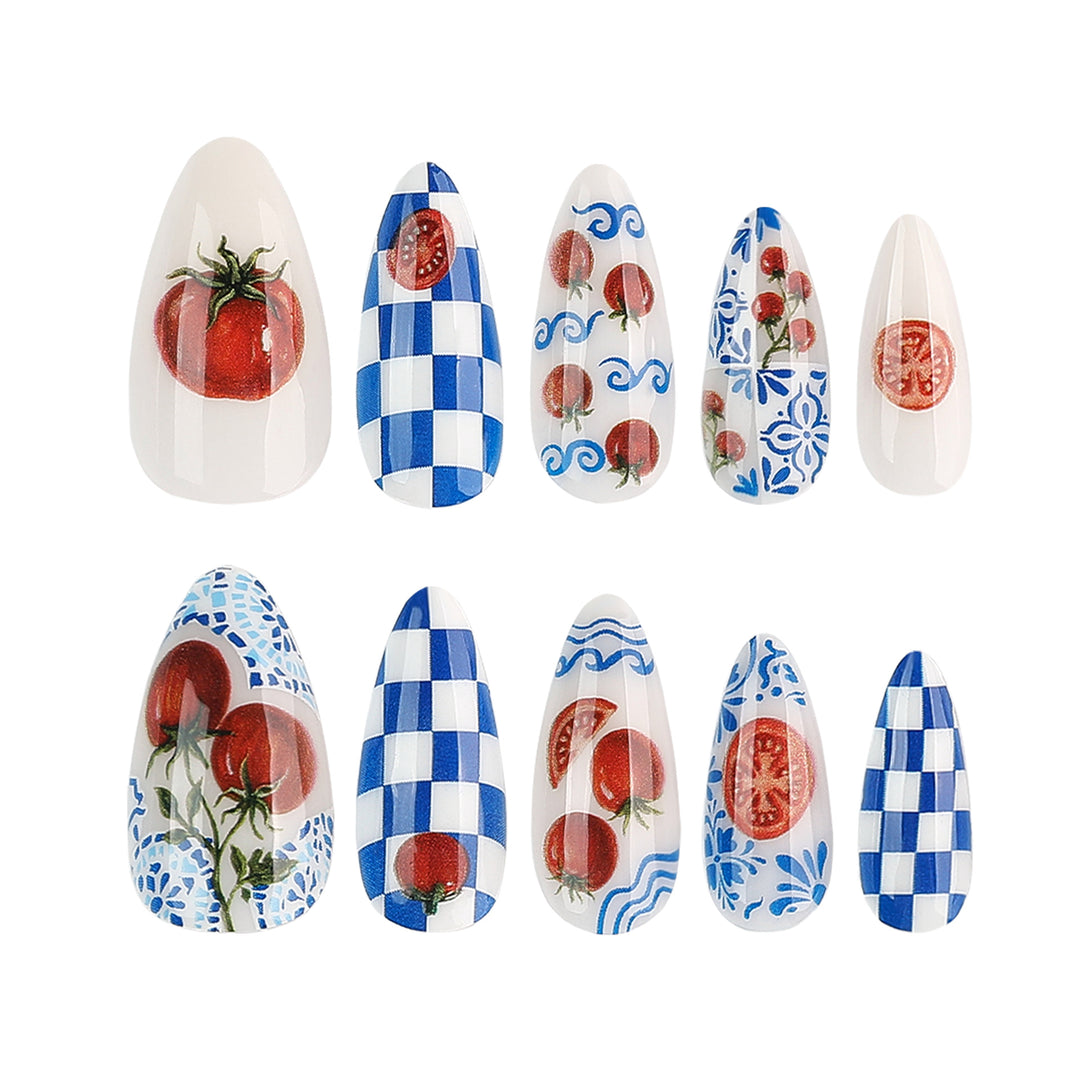 Artistic Stiletto Nails with Cheerful Tomato Design Kalsten