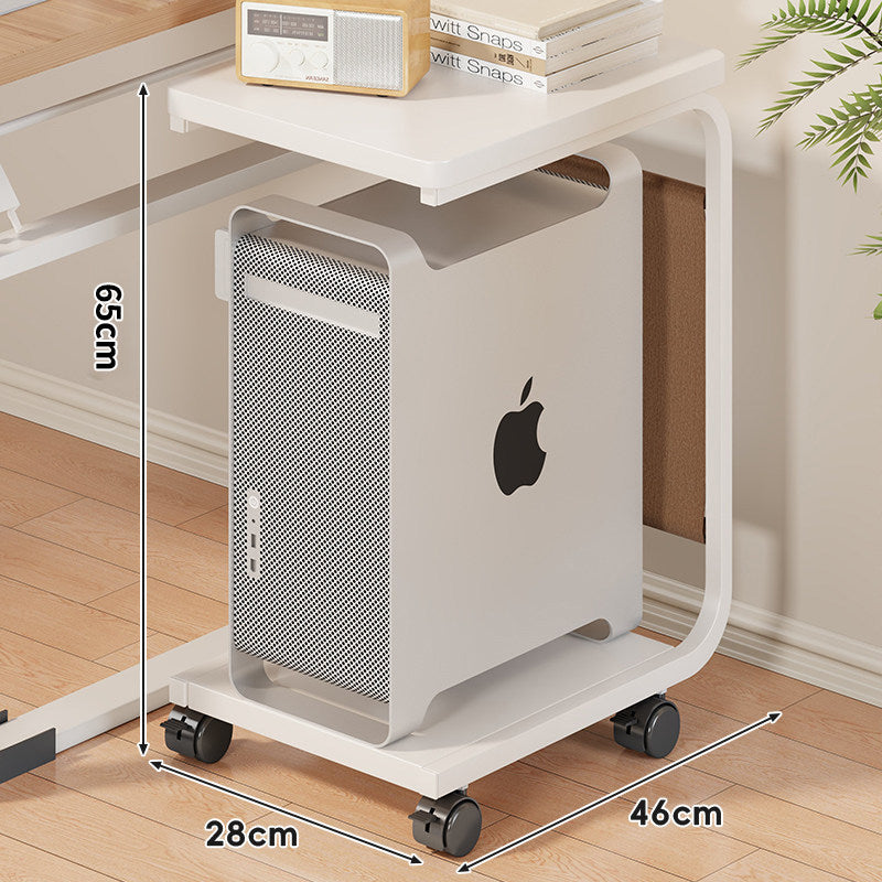 Rolling Desktop CPU Tower Stand with Wooden Base and Swivel Casters