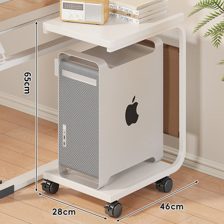 Rolling Desktop CPU Tower Stand with Wooden Base and Swivel Casters