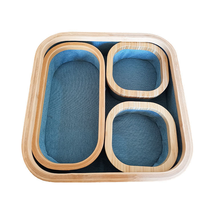 Storage basket set with bamboo frame and fabric inserts Kalsten