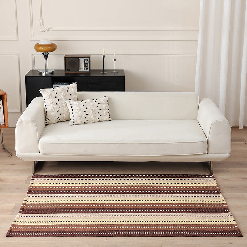 Striped Flat-Woven Cotton Rug in Kilim Style Kalsten