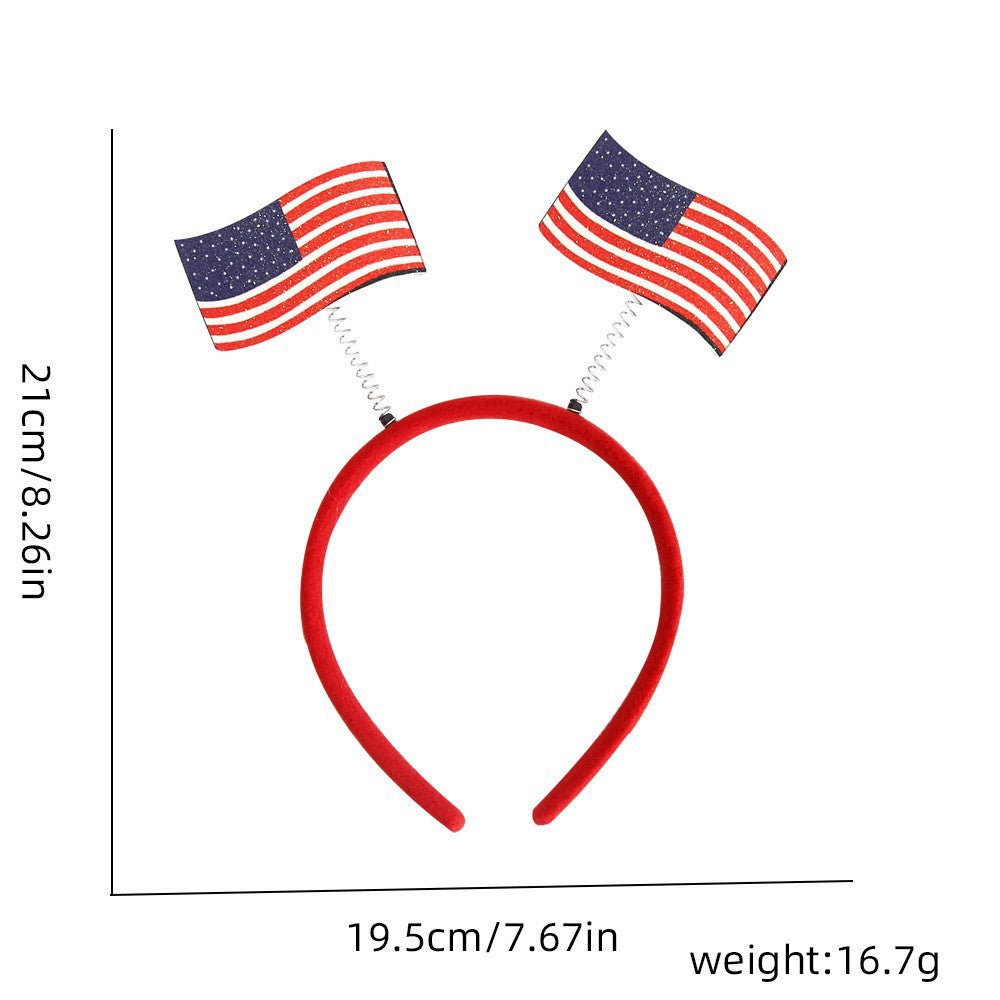 Women's Independence Day patriotic pompom headband with tinsel star toppers Kalsten