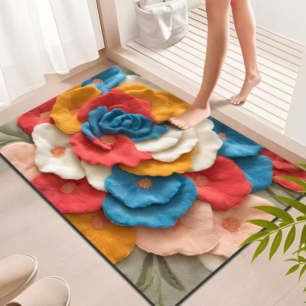 Floral Textured Indoor Mat Kalsten