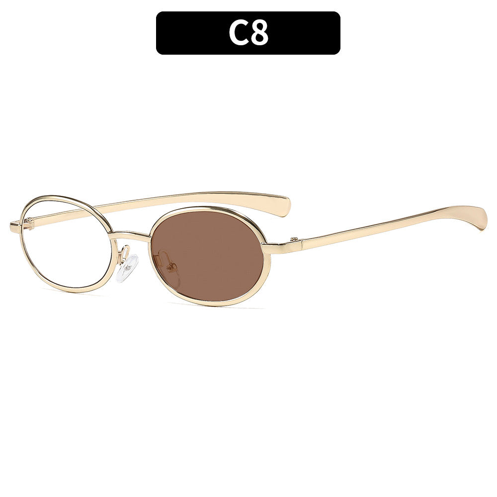 Luxurious Retro Oval Frame Sunglasses