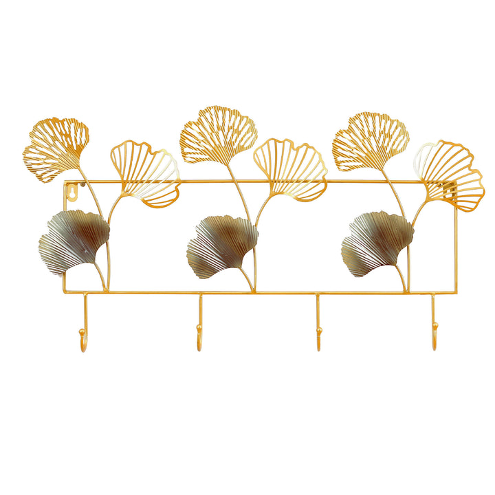 Decorative Metal Wall Hook Rack with Ginkgo Leaf Design Kalsten