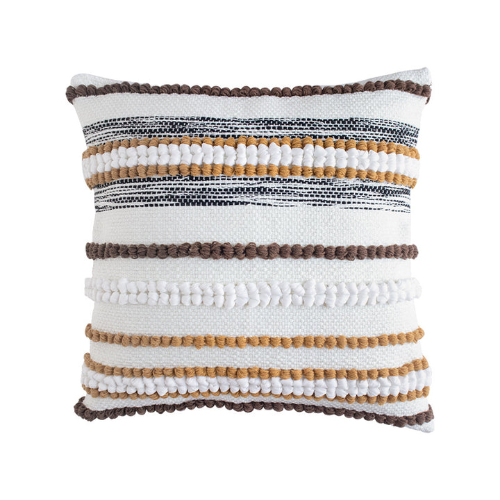 Rectangular decorative lumbar pillow with typographic jacquard pattern Kalsten