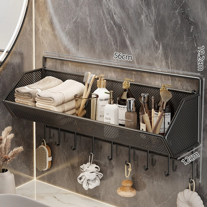 Wall-Mounted Mesh Bathroom Organizer Shelf