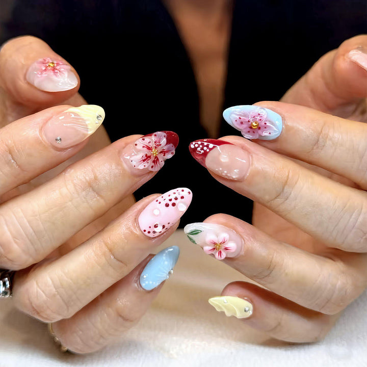 Artistic Floral Press-On Nail Set