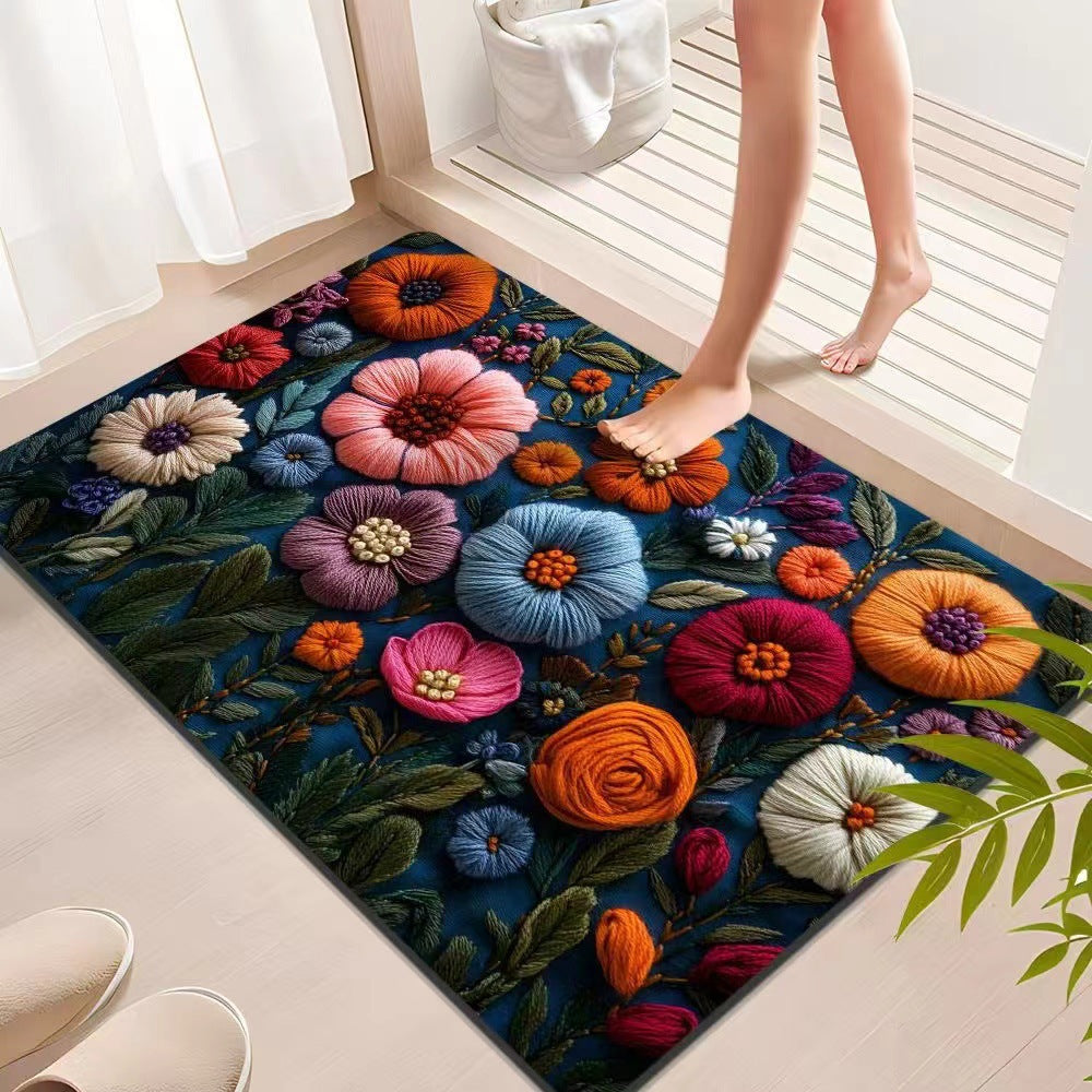 Floral Textured Indoor Mat Kalsten