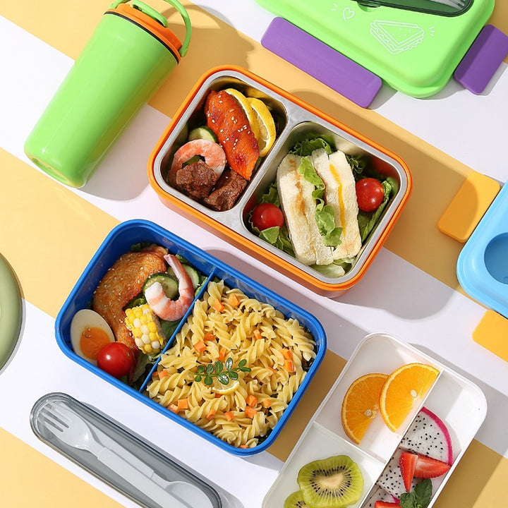 Multi-Compartment Lunch Box with Integrated Utensils