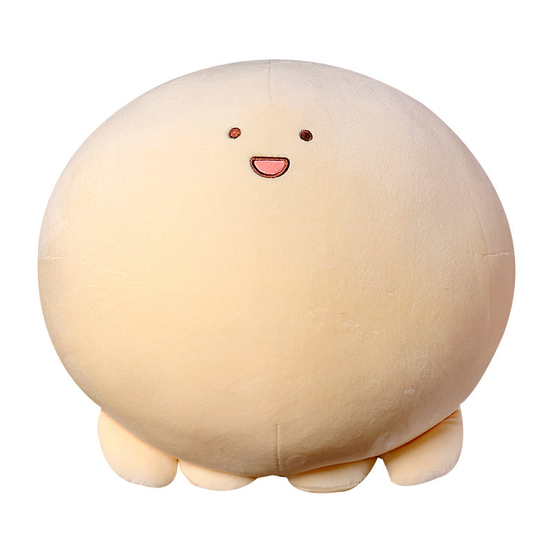 Plush Round Chubby Character Cushion with Short Limbs and Embroidered Smile Kalsten