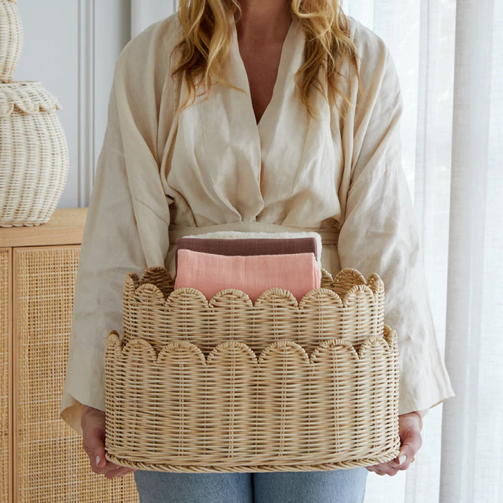 Decorative Scalloped Woven Storage Basket Kalsten 1787892970