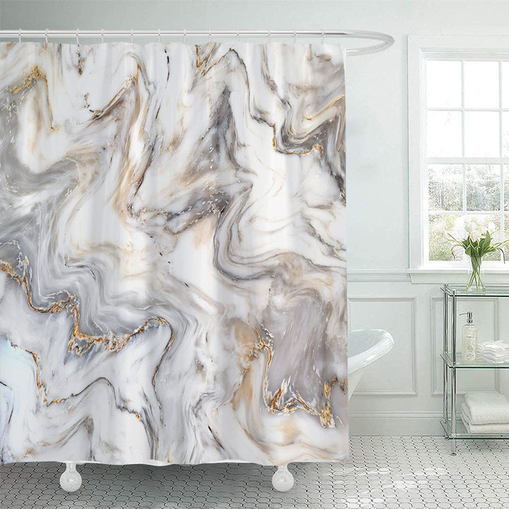 Elegant Marble-Patterned Shower Curtain Kalsten