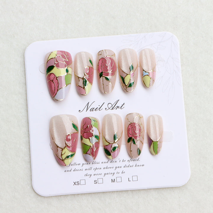 Floral Themed Press-On Nail Art Set Kalsten