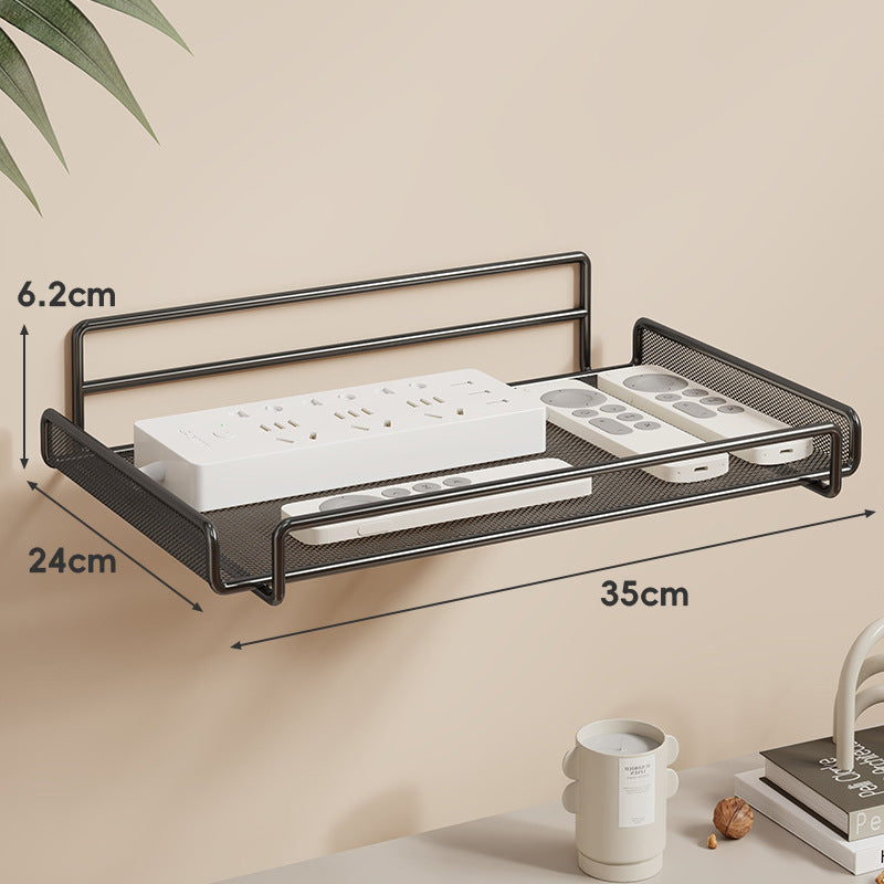 Wall-Mounted Two-Tier Ventilated Mesh Router and Power Strip Organizer