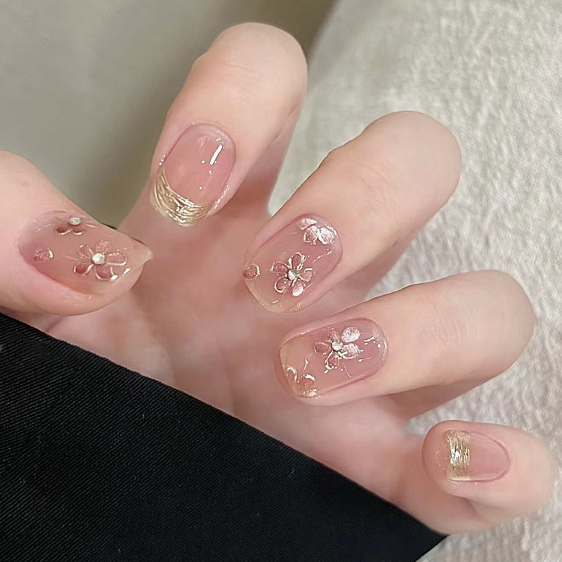Floral-Embellished Press-On Nail Set