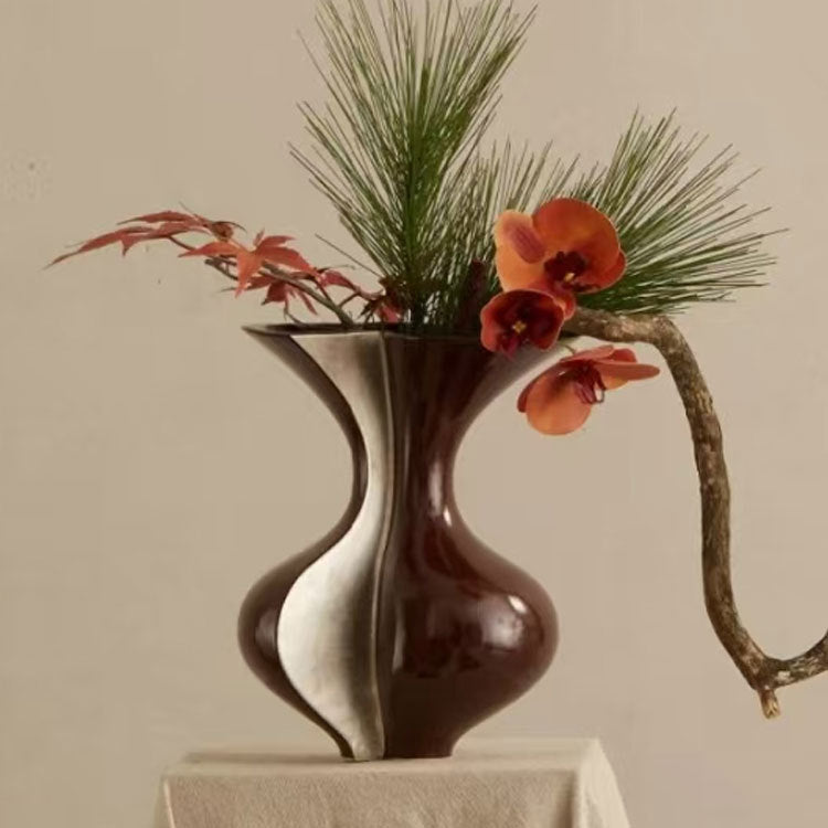 Modern Decorative Metal and Ceramic Vase