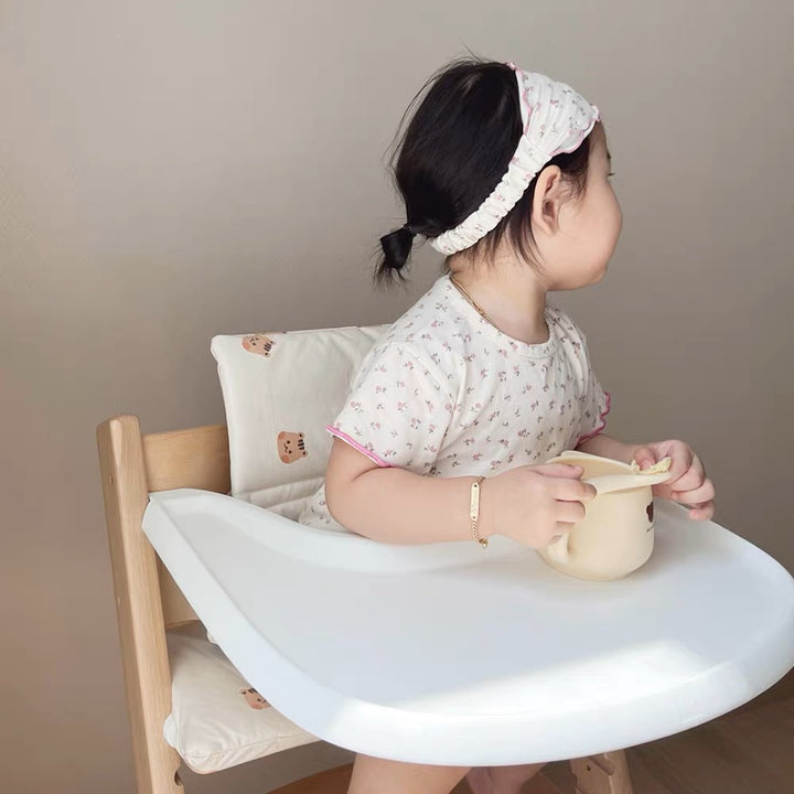 Padded Baby High Chair Cushion Set with Removable Teddy Applique