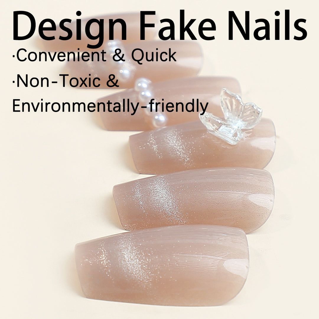 Acrylic nail set with elegant rhinestone decorations Kalsten
