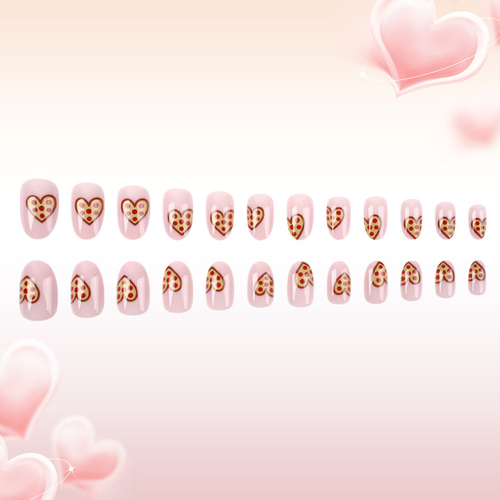 Whimsical Pizza Heart Press-On Nail Art Kalsten