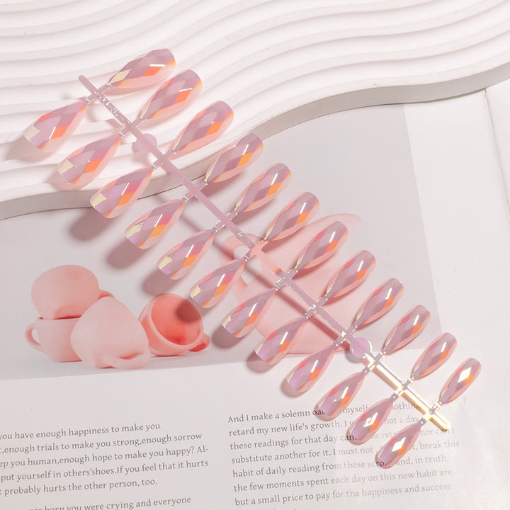 Artistic Press-On Nail Set with Geometric Design Kalsten