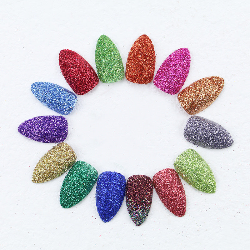 Glittering Almond-Shaped Press-On Nail Tips Kalsten